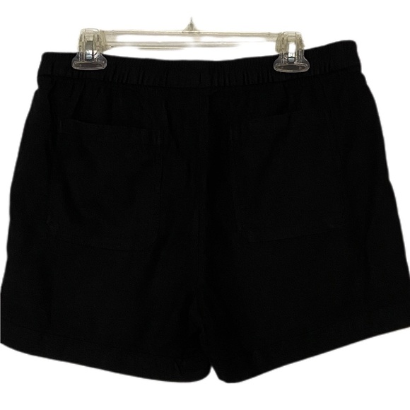 Old Navy High Waist Shorts Black Linen Blend Stretch Waist Drawstring Size M - Picture 2 of 12